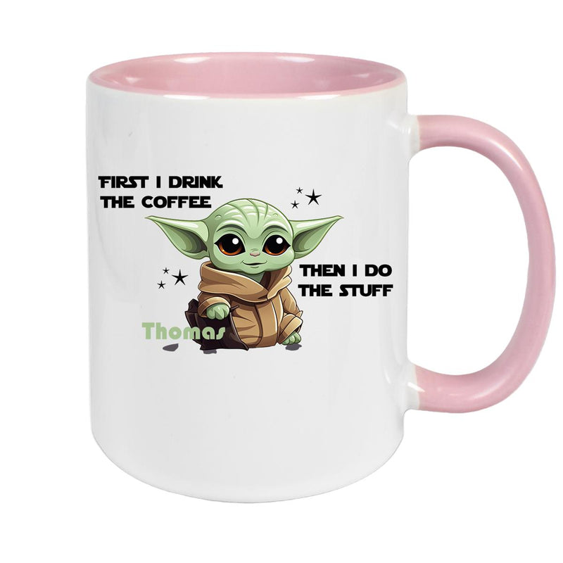 Tasse Wunschname Baby-Yoda 2 Keramik Kinderbecher personalisiert versch. Farben