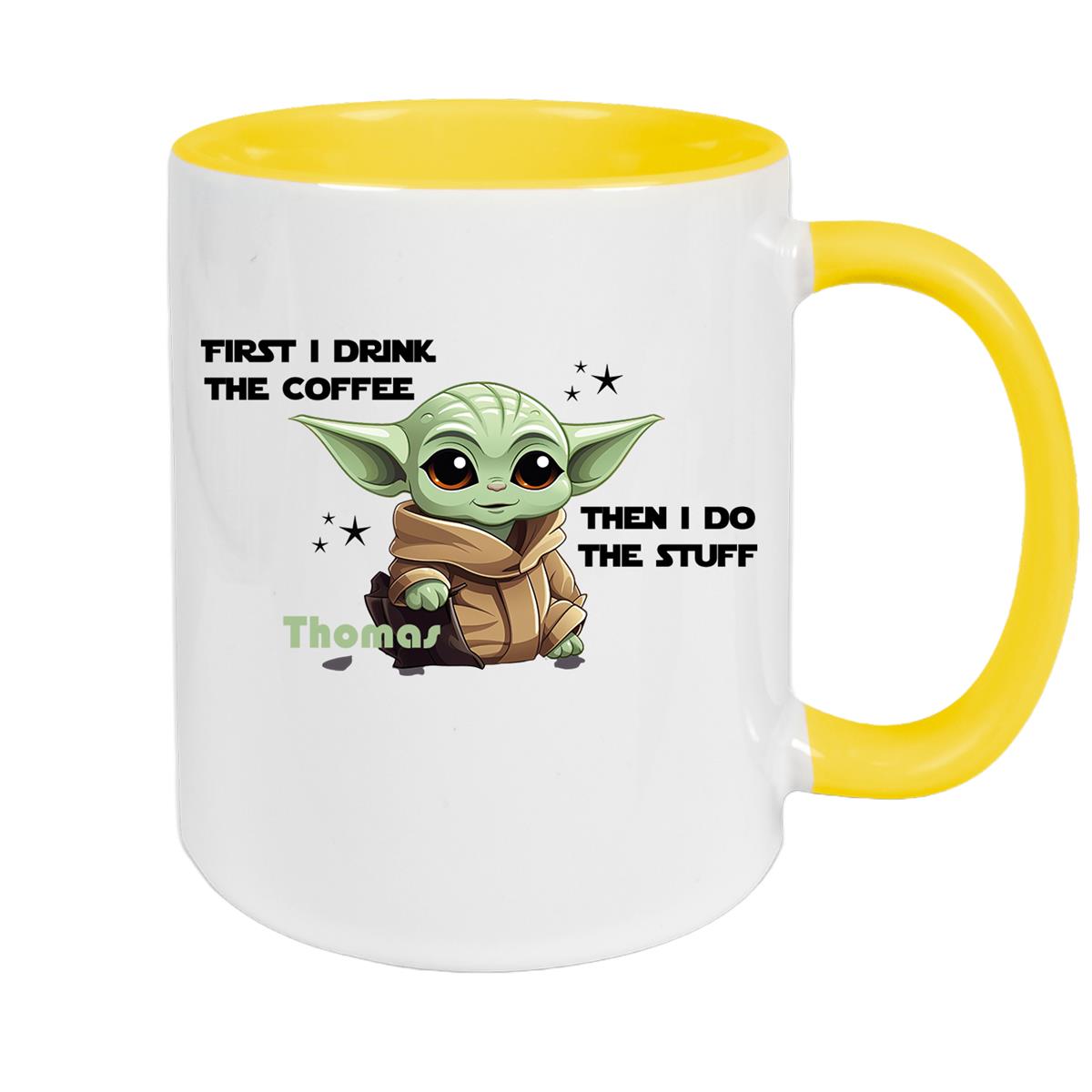 Tasse Wunschname Baby-Yoda 2 Keramik Kinderbecher personalisiert versch. Farben