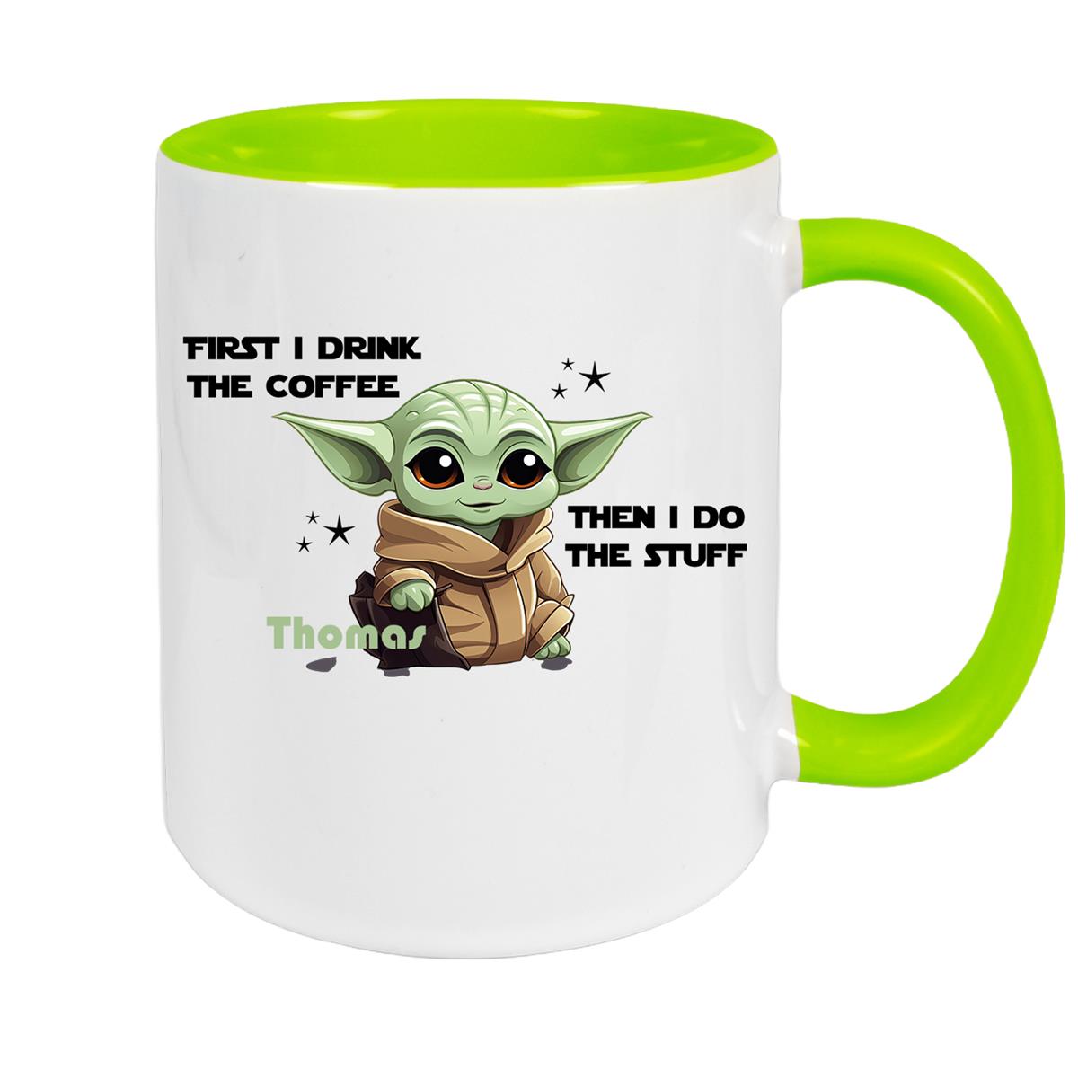 Tasse Wunschname Baby-Yoda 2 Keramik Kinderbecher personalisiert versch. Farben
