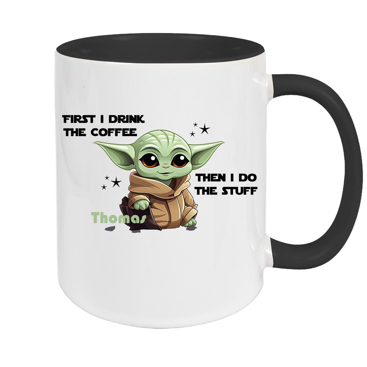 Tasse Wunschname Baby-Yoda 2 Keramik Kinderbecher personalisiert versch. Farben