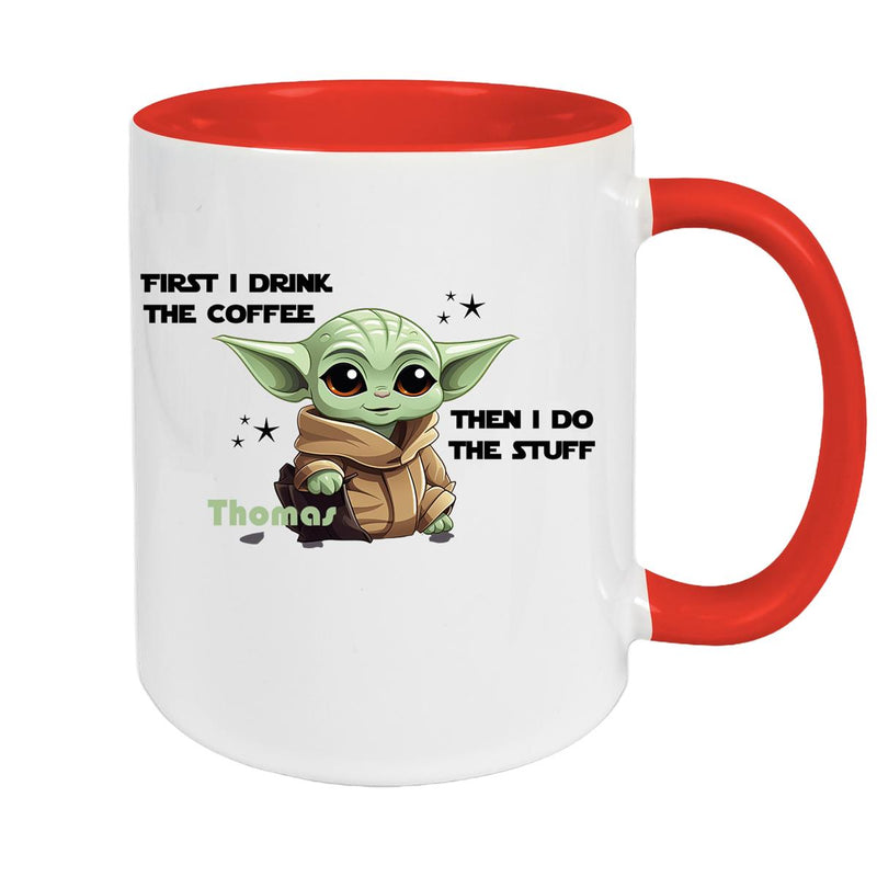 Tasse Wunschname Baby-Yoda 2 Keramik Kinderbecher personalisiert versch. Farben