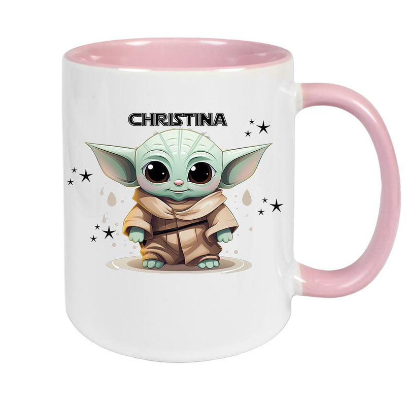 Tasse Wunschname Baby-Yoda 3 Keramik Kinderbecher personalisiert versch. Farben