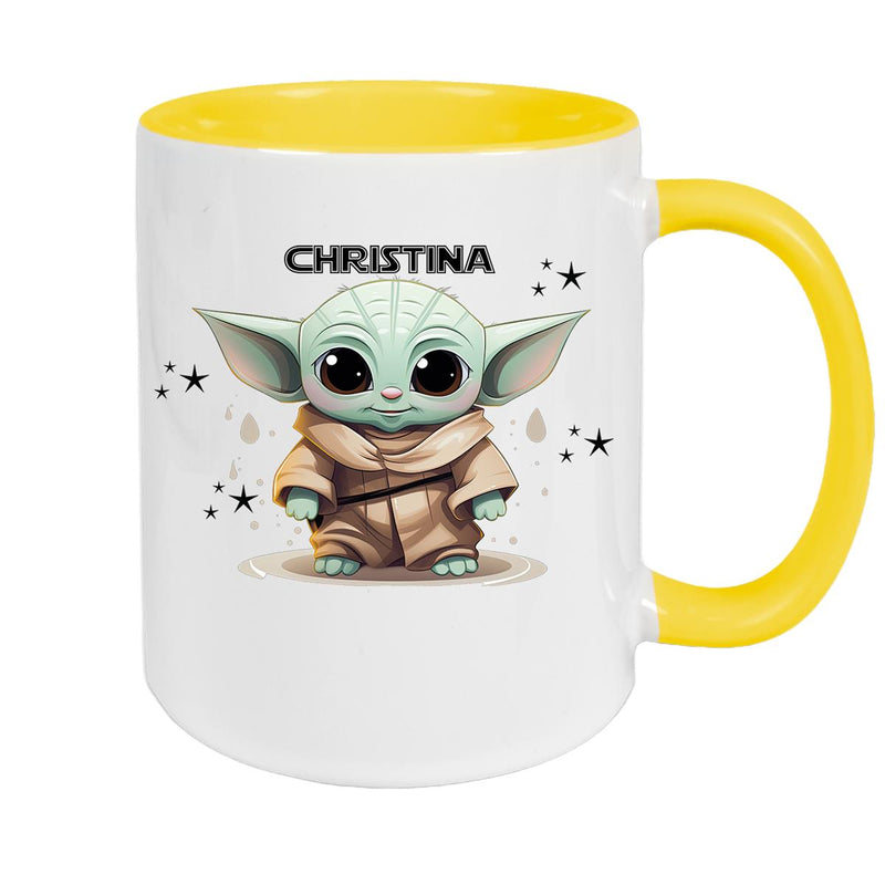 Tasse Wunschname Baby-Yoda 3 Keramik Kinderbecher personalisiert versch. Farben