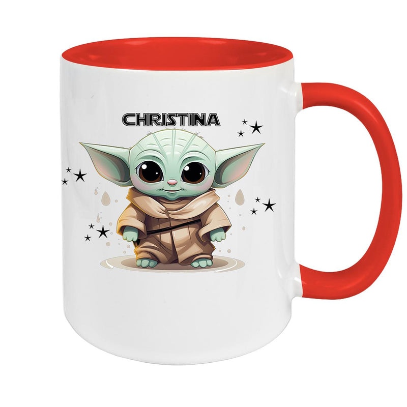Tasse Wunschname Baby-Yoda 3 Keramik Kinderbecher personalisiert versch. Farben
