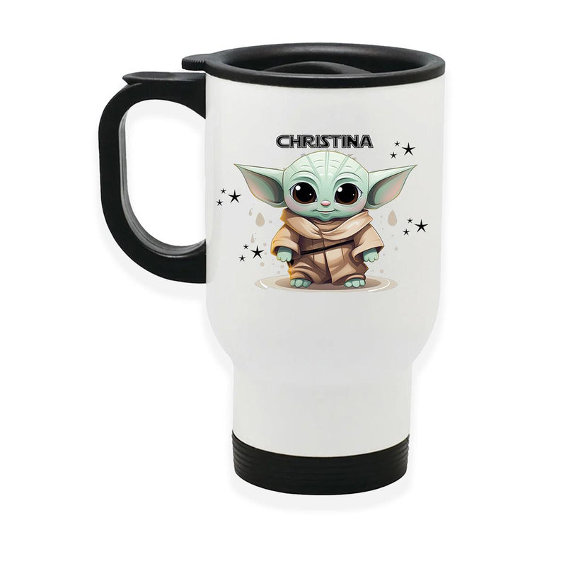 Edelstahl-Thermobecher mit Deckel Baby Yoda 3 weiß
