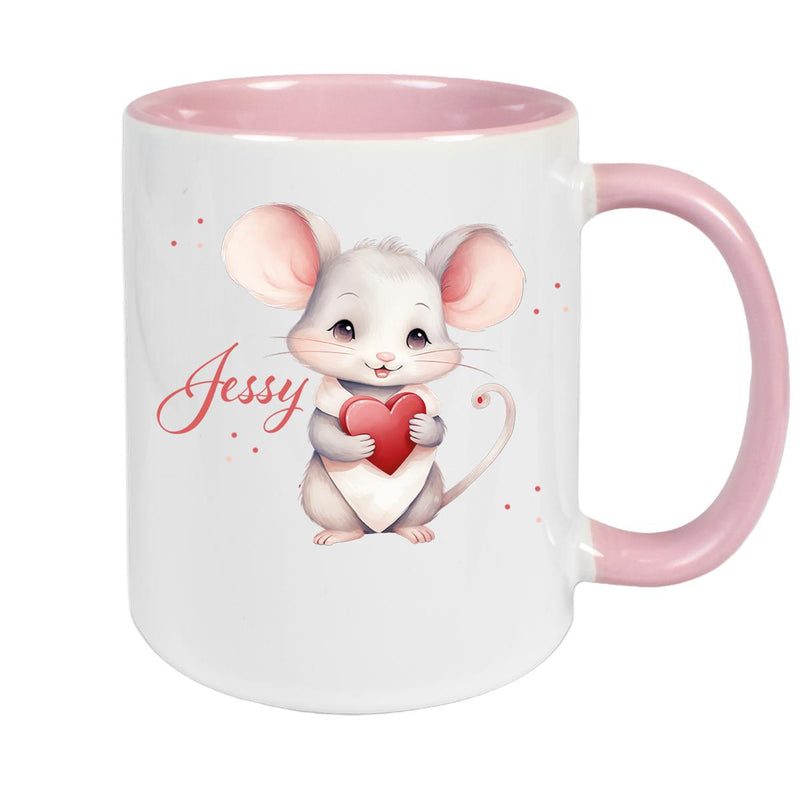 Tasse Liebe - Maus Valentinstag Wunschnamen Keramik personalisiert versch. Farben