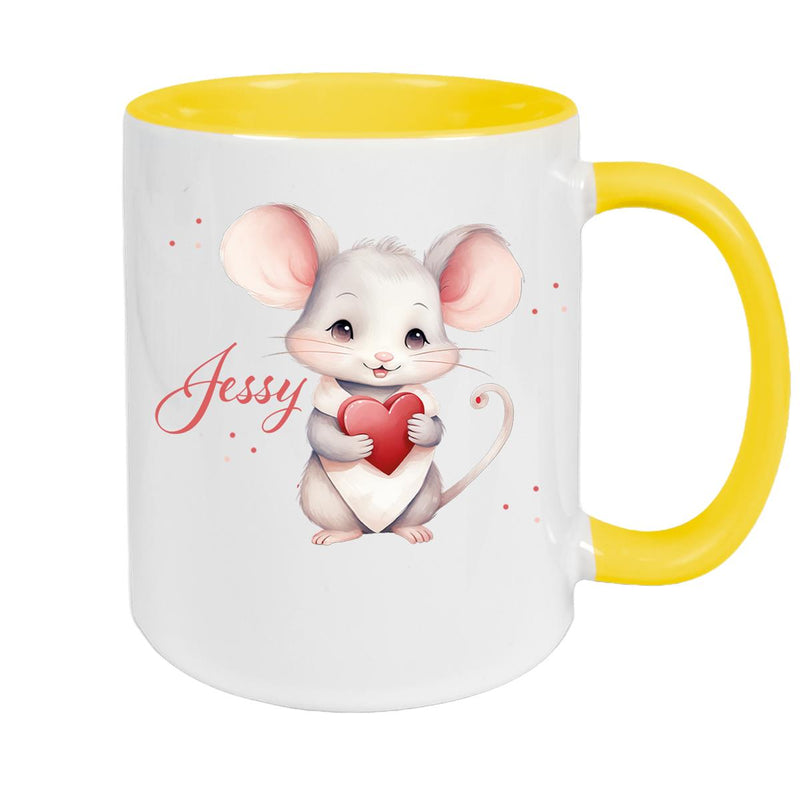 Tasse Liebe - Maus Valentinstag Wunschnamen Keramik personalisiert versch. Farben