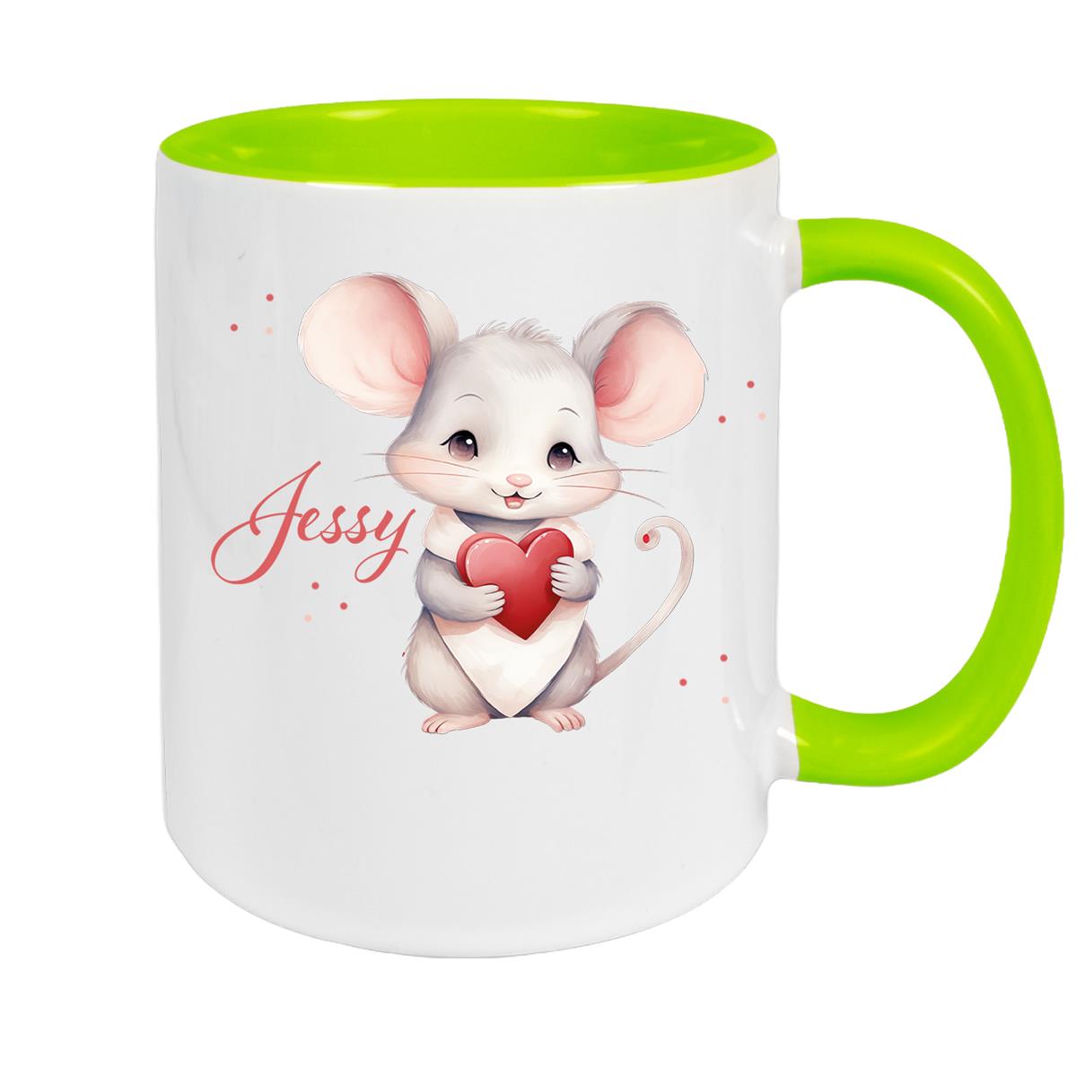 Tasse Liebe - Maus Valentinstag Wunschnamen Keramik personalisiert versch. Farben