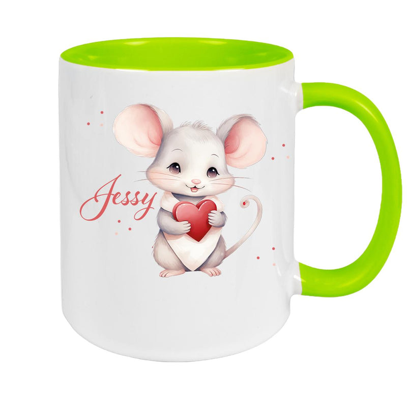 Tasse Liebe - Maus Valentinstag Wunschnamen Keramik personalisiert versch. Farben