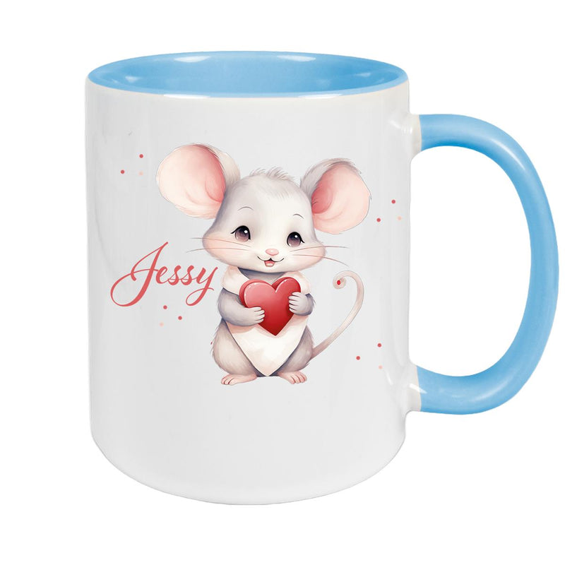 Tasse Liebe - Maus Valentinstag Wunschnamen Keramik personalisiert versch. Farben