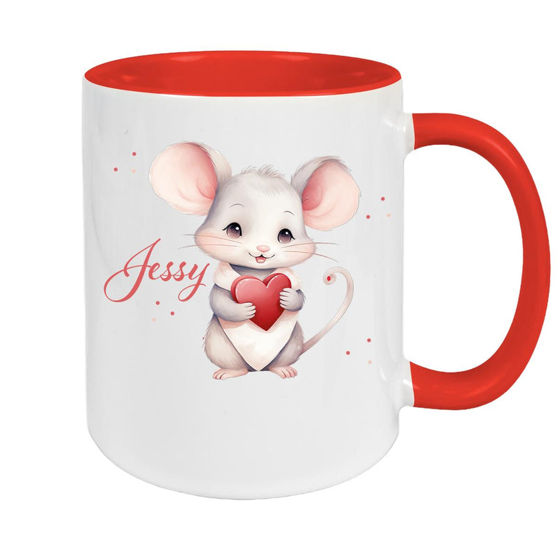 Tasse Liebe - Maus Valentinstag Wunschnamen Keramik personalisiert versch. Farben