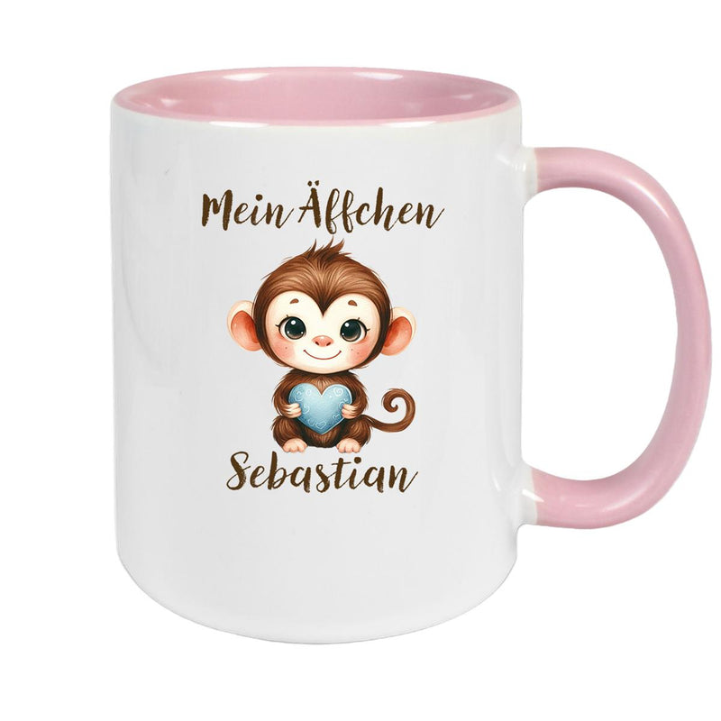 Tasse Liebe - Äffchen Valentinstag Wunschnamen Keramik personalisiert versch. Farben