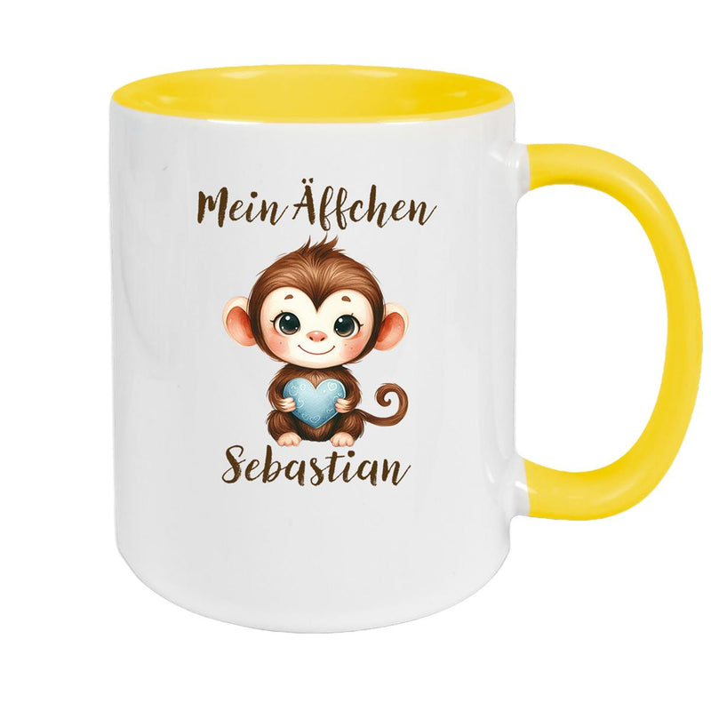 Tasse Liebe - Äffchen Valentinstag Wunschnamen Keramik personalisiert versch. Farben