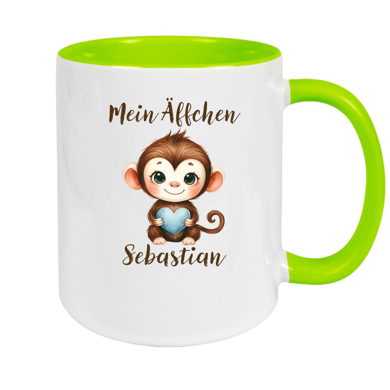 Tasse Liebe - Äffchen Valentinstag Wunschnamen Keramik personalisiert versch. Farben