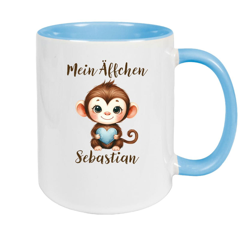 Tasse Liebe - Äffchen Valentinstag Wunschnamen Keramik personalisiert versch. Farben