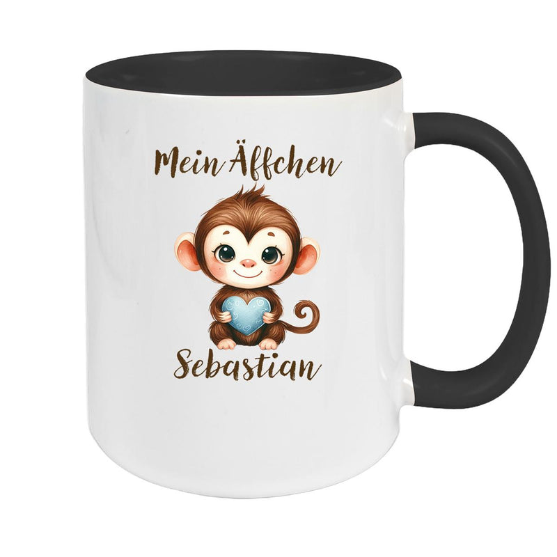 Tasse Liebe - Äffchen Valentinstag Wunschnamen Keramik personalisiert versch. Farben