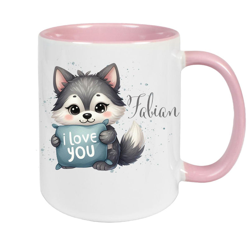 Tasse Liebe - Fuchs Valentinstag Wunschnamen Keramik personalisiert versch. Farben