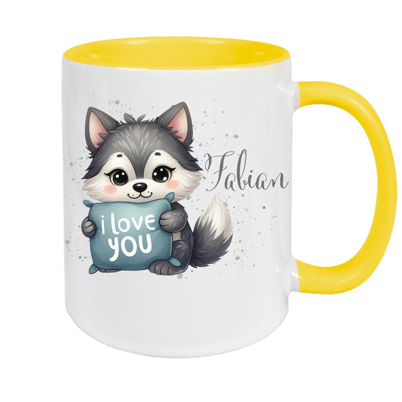 Tasse Liebe - Fuchs Valentinstag Wunschnamen Keramik personalisiert versch. Farben