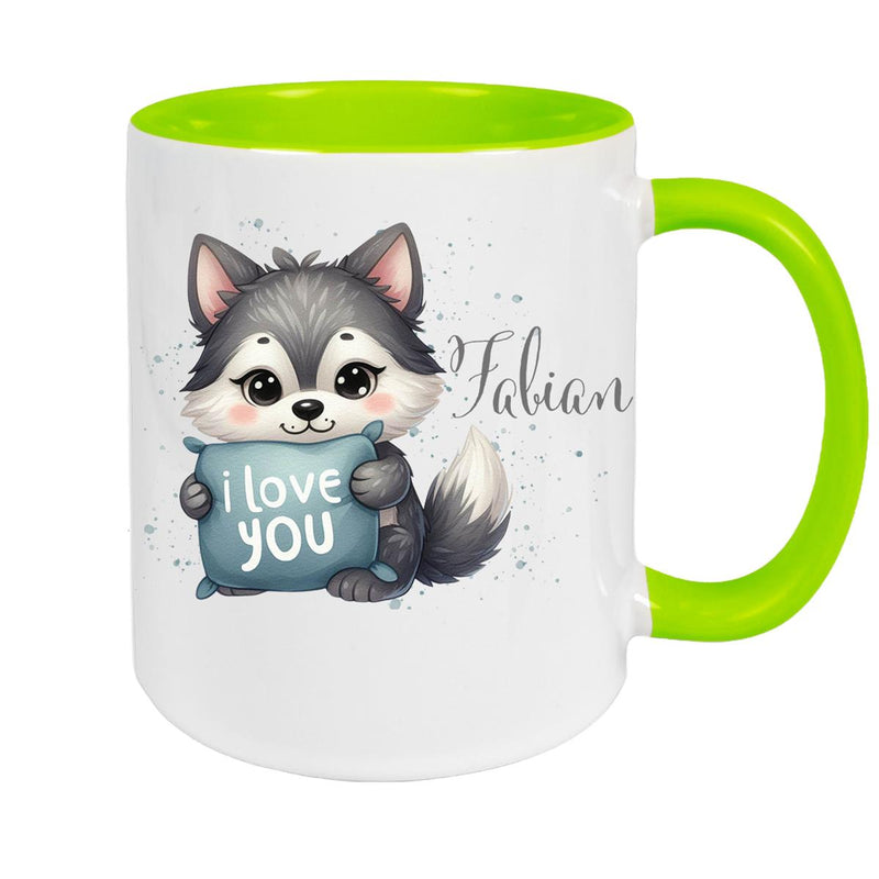 Tasse Liebe - Fuchs Valentinstag Wunschnamen Keramik personalisiert versch. Farben