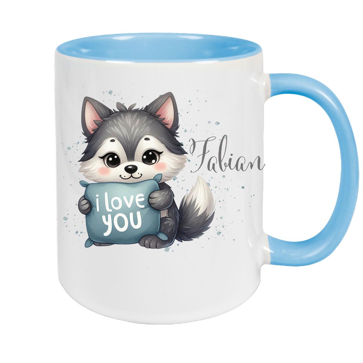 Tasse Liebe - Fuchs Valentinstag Wunschnamen Keramik personalisiert versch. Farben