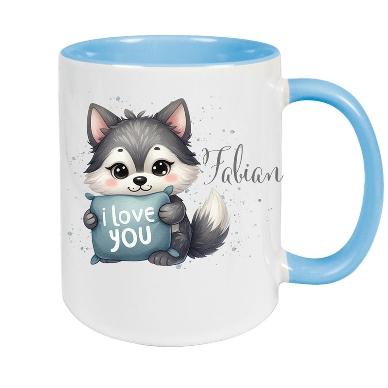 Tasse Liebe - Fuchs Valentinstag Wunschnamen Keramik personalisiert versch. Farben