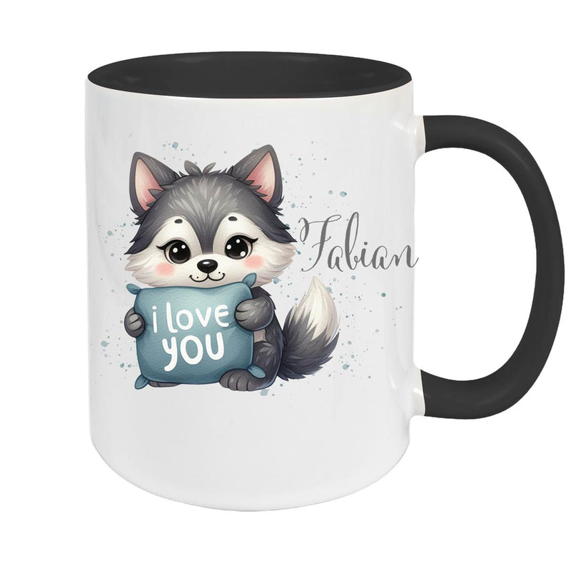 Tasse Liebe - Fuchs Valentinstag Wunschnamen Keramik personalisiert versch. Farben