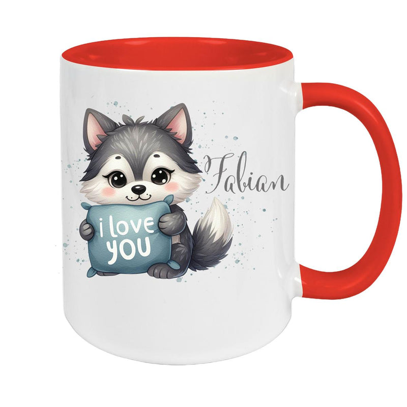 Tasse Liebe - Fuchs Valentinstag Wunschnamen Keramik personalisiert versch. Farben