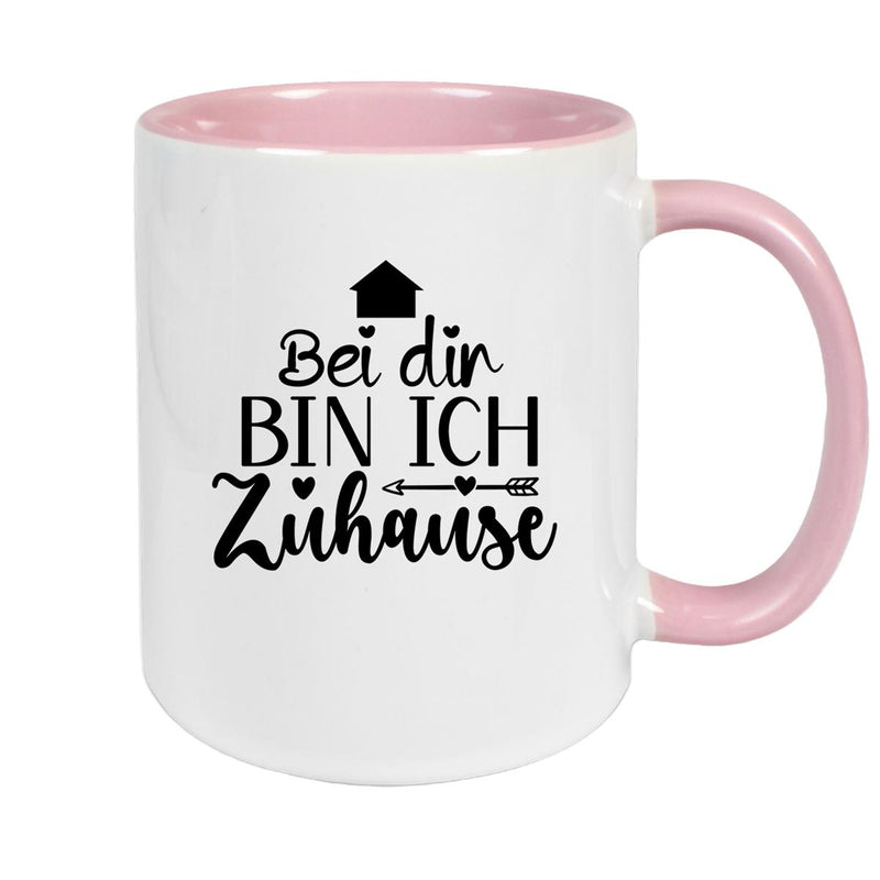 Tasse Liebe -  Spruch "Bei dir bin ich zu Hause" Valentinstag Wunschnamen Keramik personalisiert versch. Farben