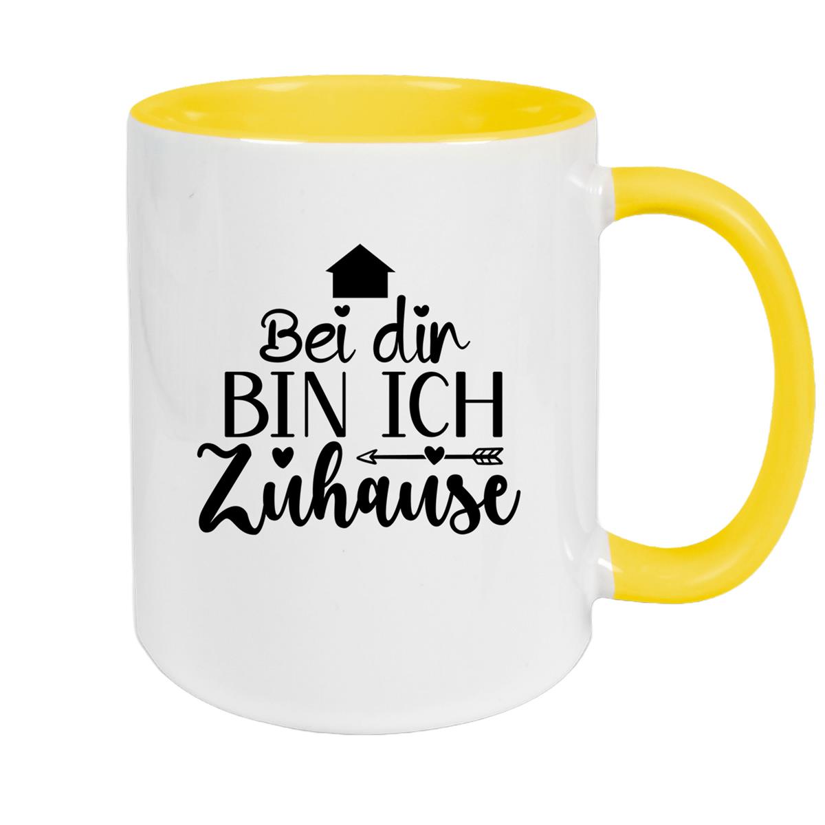 Tasse Liebe -  Spruch "Bei dir bin ich zu Hause" Valentinstag Wunschnamen Keramik personalisiert versch. Farben