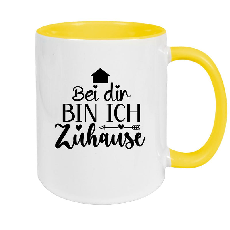 Tasse Liebe -  Spruch "Bei dir bin ich zu Hause" Valentinstag Wunschnamen Keramik personalisiert versch. Farben