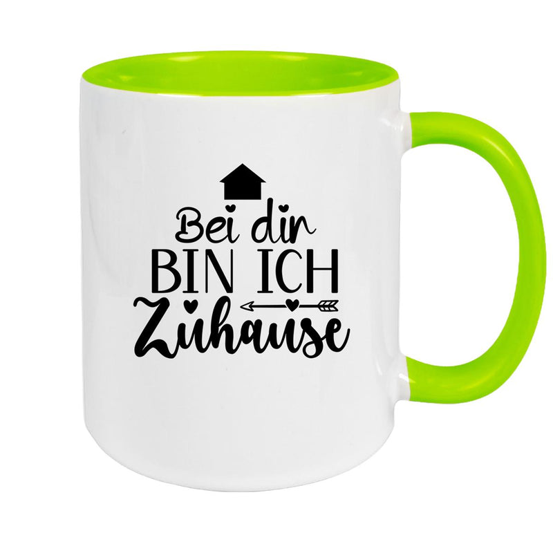 Tasse Liebe -  Spruch "Bei dir bin ich zu Hause" Valentinstag Wunschnamen Keramik personalisiert versch. Farben