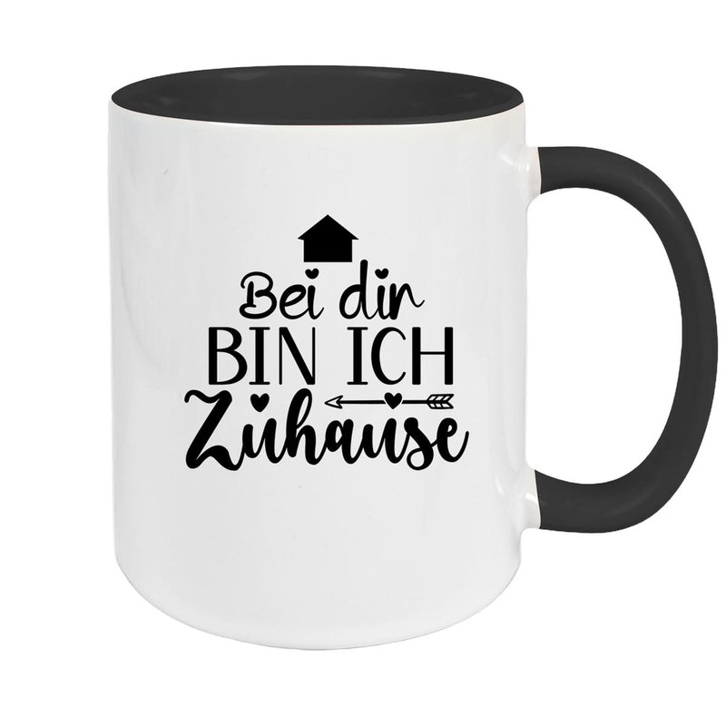 Tasse Liebe -  Spruch "Bei dir bin ich zu Hause" Valentinstag Wunschnamen Keramik personalisiert versch. Farben
