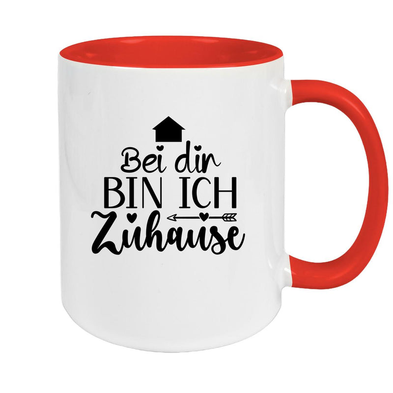 Tasse Liebe -  Spruch "Bei dir bin ich zu Hause" Valentinstag Wunschnamen Keramik personalisiert versch. Farben