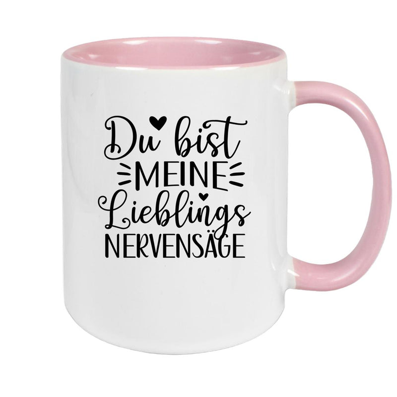 Tasse Liebe - Spruch "Du bist MEINE Lieblings NERVENSÄGE" Valentinstag Wunschnamen Keramik personalisiert versch. Farben