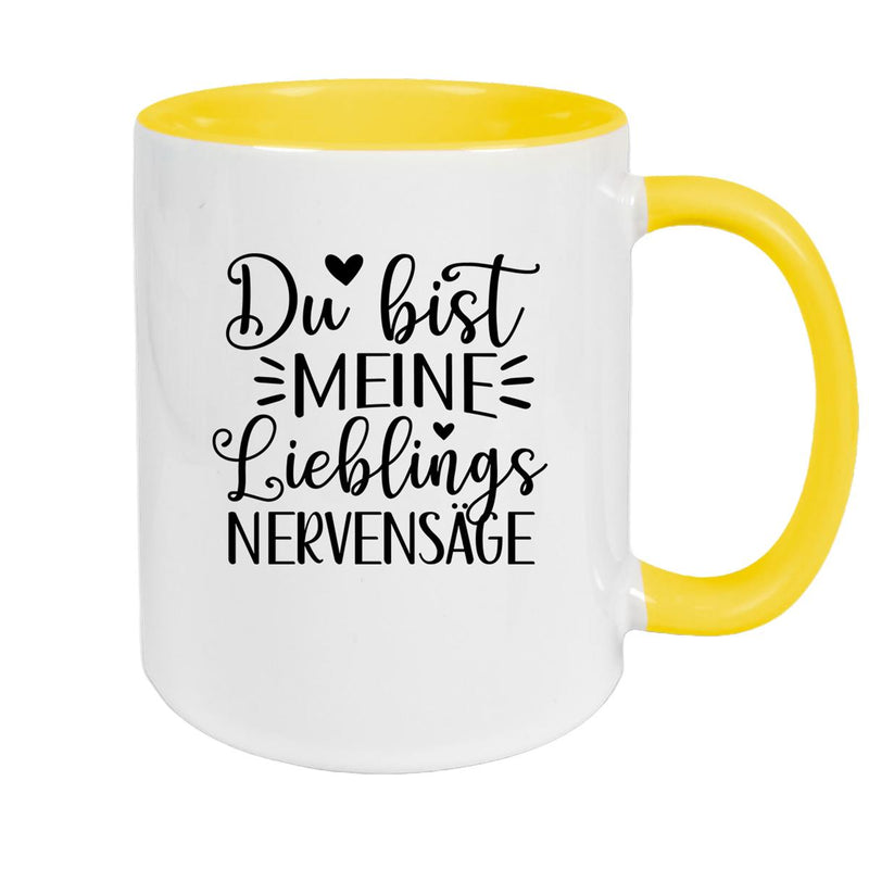 Tasse Liebe - Spruch "Du bist MEINE Lieblings NERVENSÄGE" Valentinstag Wunschnamen Keramik personalisiert versch. Farben
