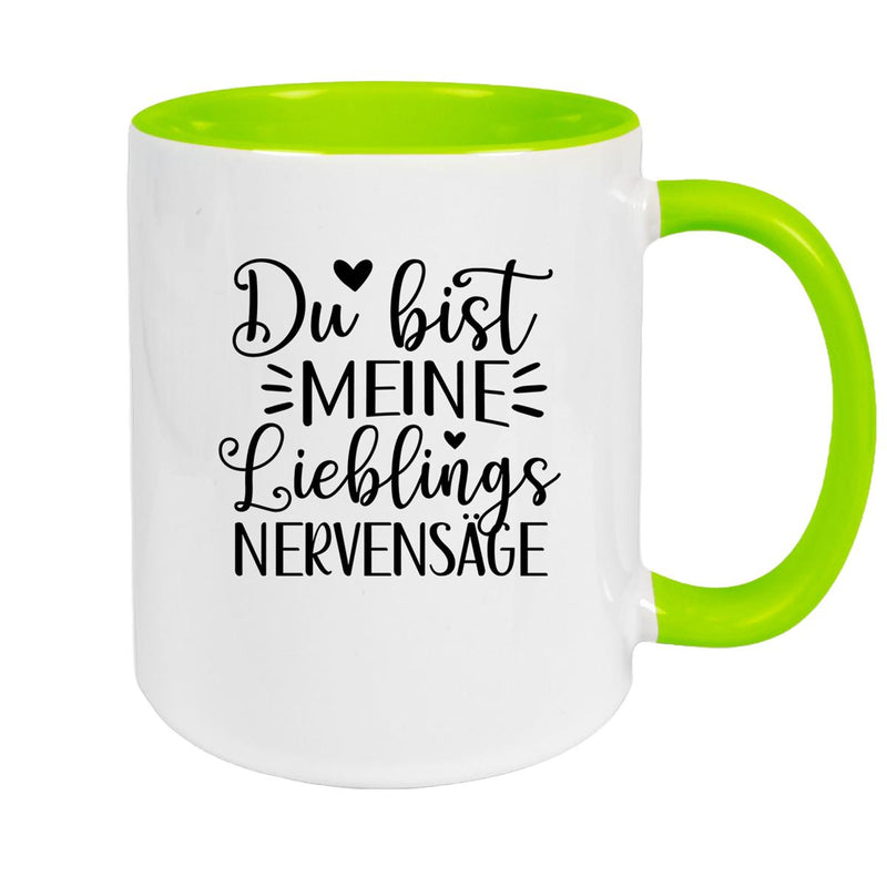 Tasse Liebe - Spruch "Du bist MEINE Lieblings NERVENSÄGE" Valentinstag Wunschnamen Keramik personalisiert versch. Farben