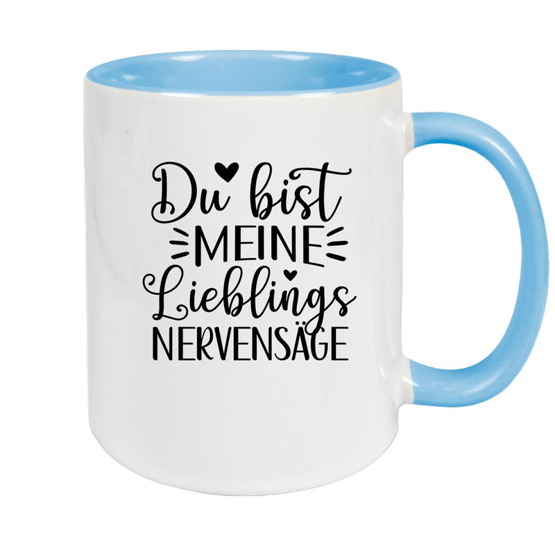 Tasse Liebe - Spruch "Du bist MEINE Lieblings NERVENSÄGE" Valentinstag Wunschnamen Keramik personalisiert versch. Farben