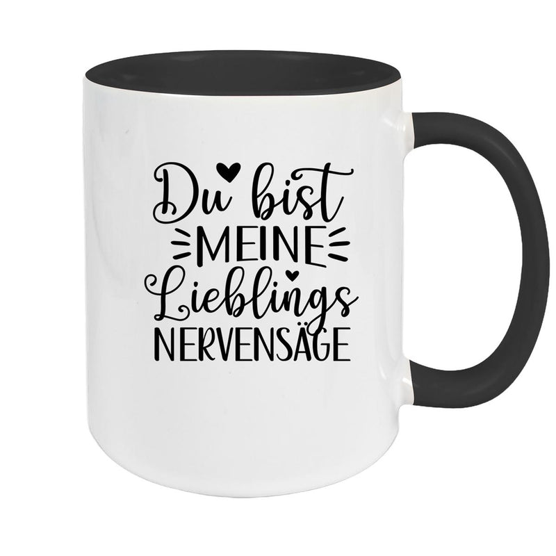 Tasse Liebe - Spruch "Du bist MEINE Lieblings NERVENSÄGE" Valentinstag Wunschnamen Keramik personalisiert versch. Farben