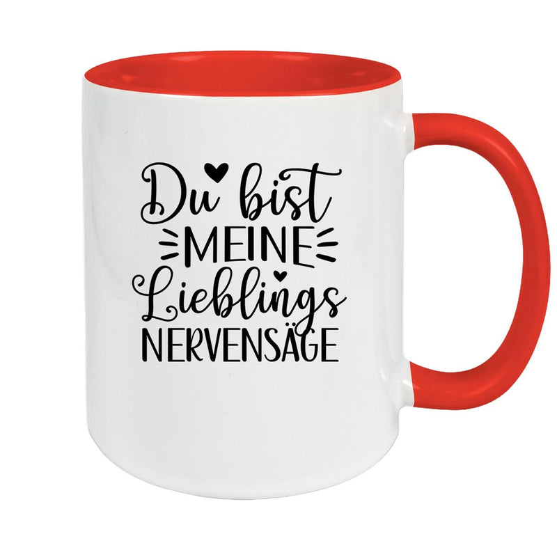 Tasse Liebe - Spruch "Du bist MEINE Lieblings NERVENSÄGE" Valentinstag Wunschnamen Keramik personalisiert versch. Farben