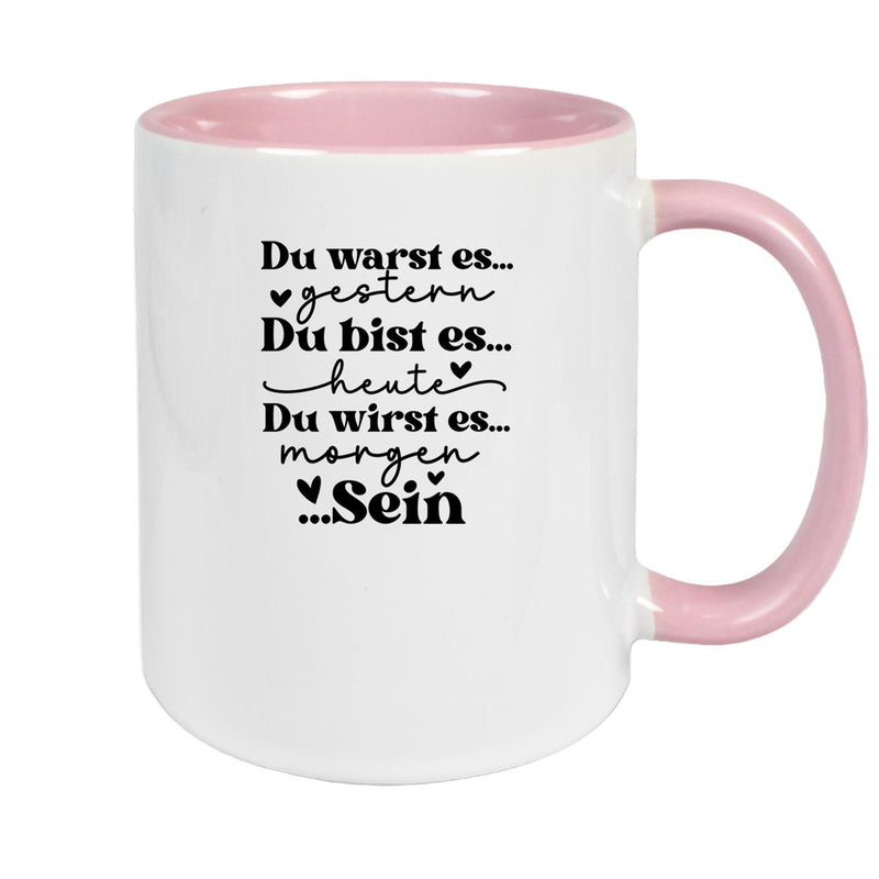 Tasse Spruch "Du bist es" Valentinstag 12 Keramik versch. Farben