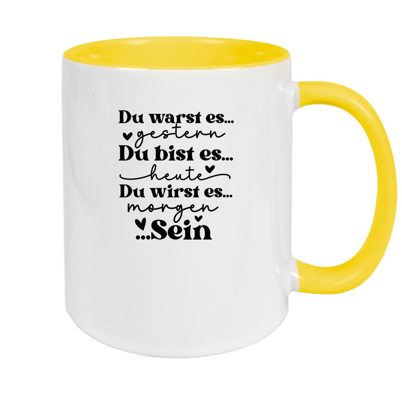 Tasse Spruch "Du bist es" Valentinstag 12 Keramik versch. Farben
