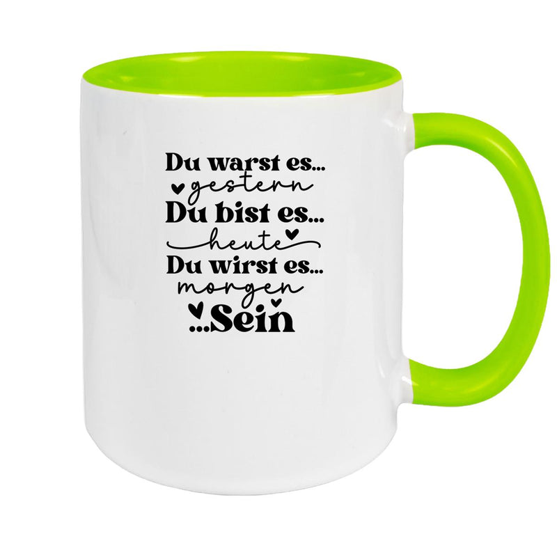 Tasse Spruch "Du bist es" Valentinstag 12 Keramik versch. Farben
