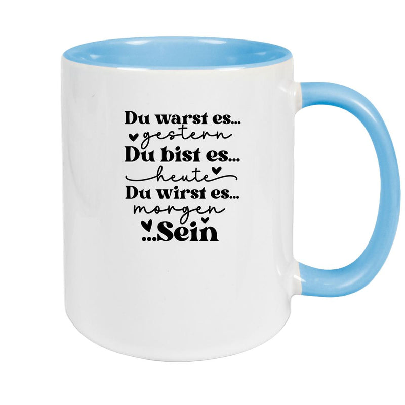 Tasse Spruch "Du bist es" Valentinstag 12 Keramik versch. Farben
