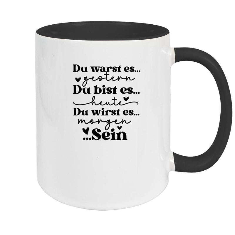 Tasse Spruch "Du bist es" Valentinstag 12 Keramik versch. Farben