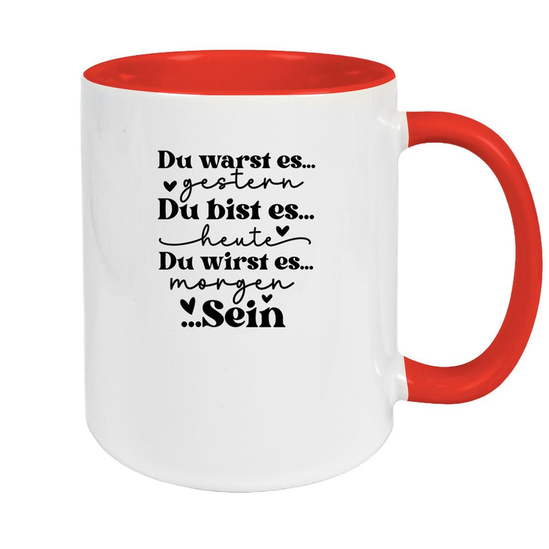 Tasse Spruch "Du bist es" Valentinstag 12 Keramik versch. Farben