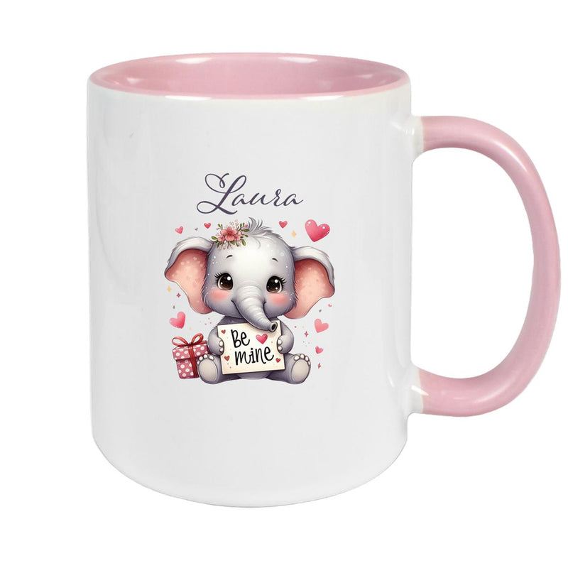 Tasse Liebe - Elefant Valentinstag Wunschnamen Keramik personalisiert versch. Farben