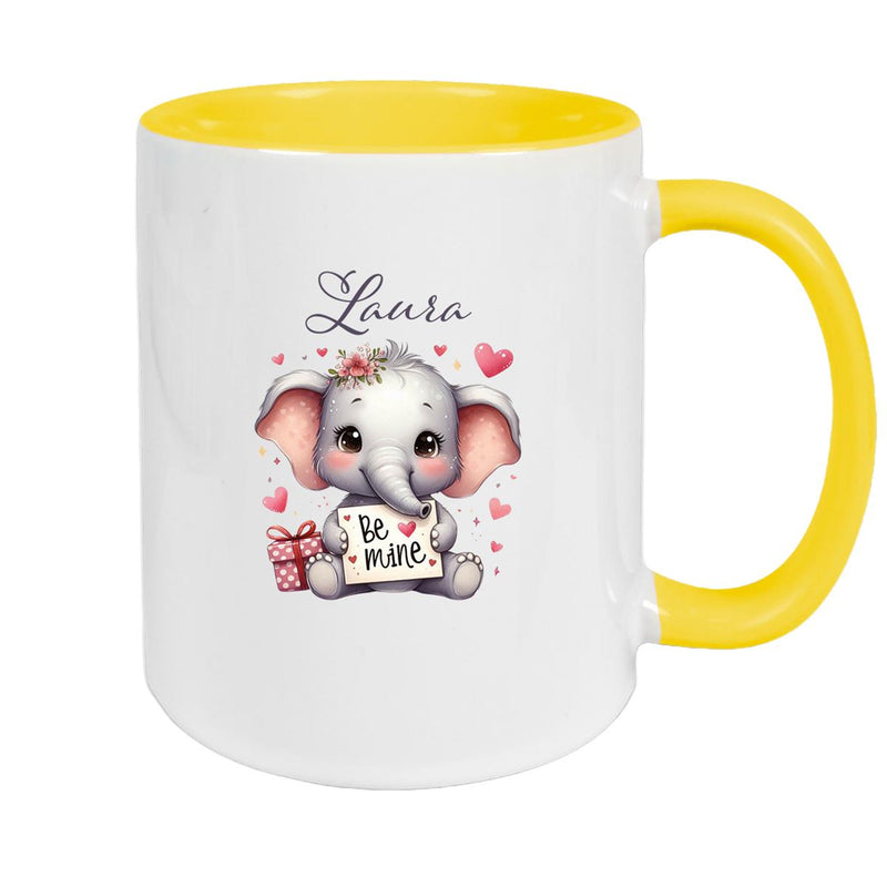 Tasse Liebe - Elefant Valentinstag Wunschnamen Keramik personalisiert versch. Farben