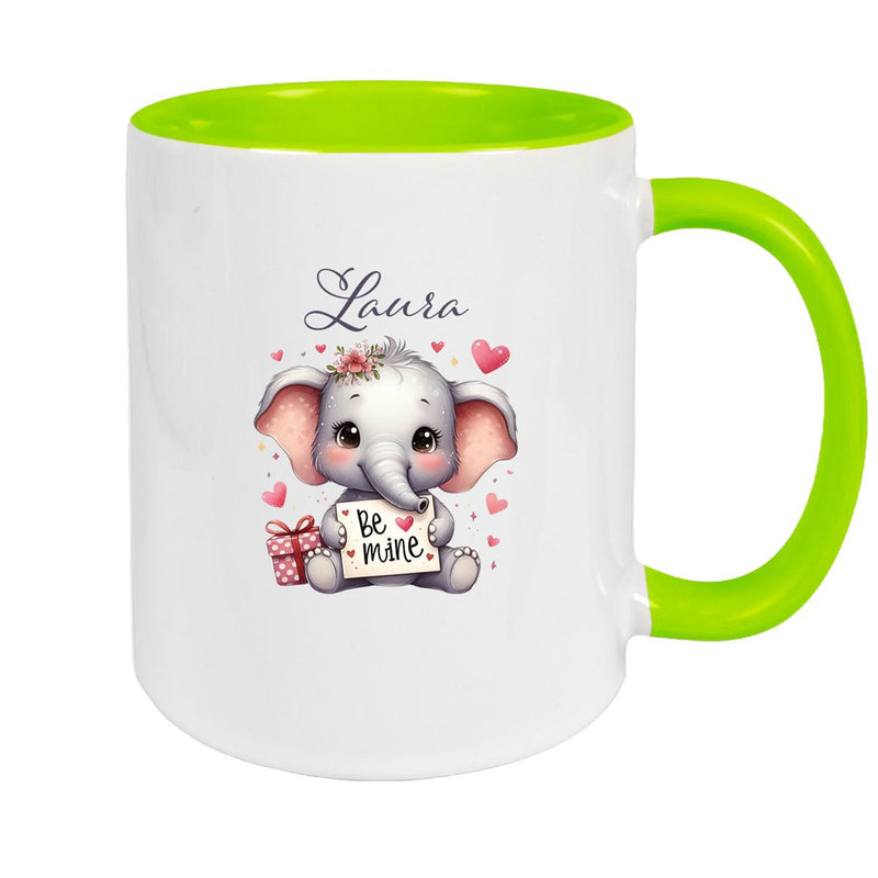 Tasse Liebe - Elefant Valentinstag Wunschnamen Keramik personalisiert versch. Farben
