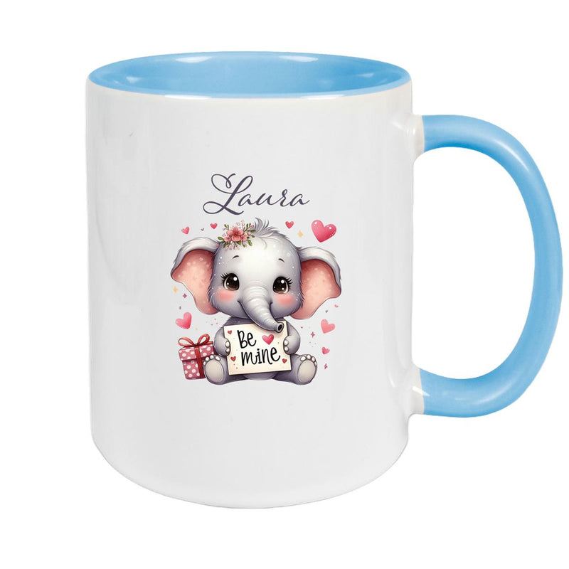 Tasse Liebe - Elefant Valentinstag Wunschnamen Keramik personalisiert versch. Farben