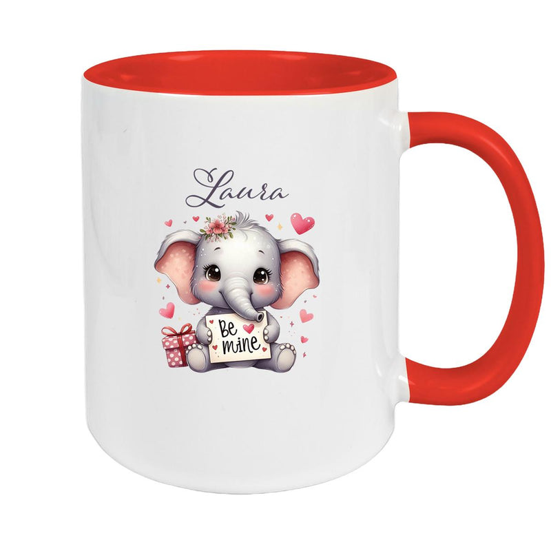 Tasse Liebe - Elefant Valentinstag Wunschnamen Keramik personalisiert versch. Farben